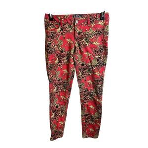 Vintage Y2K Hot Kiss Skinny Lily Red Chain Print Low Rise Skinny Jeans Womens 11